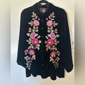 Johnny Was Velvet Kimono Sleeve Shirt